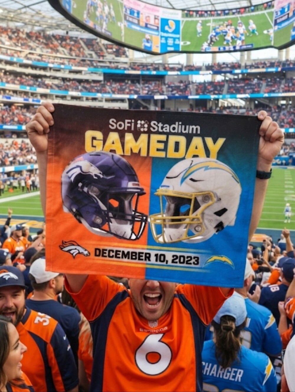 LA Chargers vs Denver Broncos SoFi Stadium Dec 10 2023 Gameday Rally Towel NFL